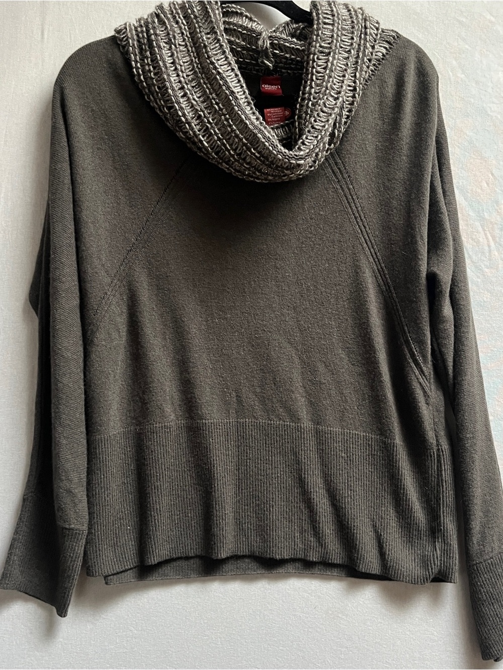 Olsen Europe Wool Cashmere Angora Blend Cowl Neck Sweater 10